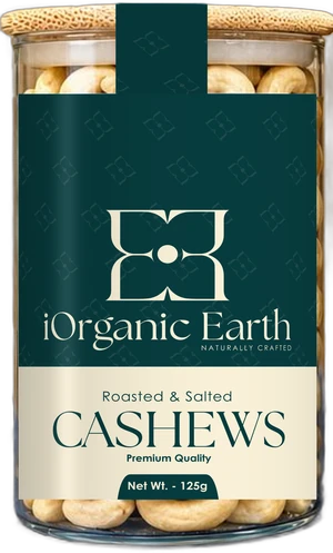 Jar of roasted and salted cashews