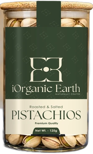 Jar of roasted and salted pistachios